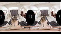 Beautiful blonde with a tight little body rides your big cock in virtual reality