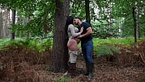 Pregnant whore gets banged in public forest – blowjob and creampie
