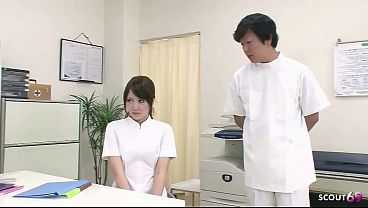 Japanese Nurse get Double Creampie MMF 3Some at Uncensored JAV Roleplay Porn